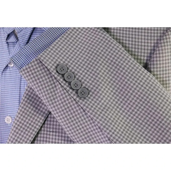 Hart Schaffner Marx Current Gray Check Knit 2-Btn Sportcoat Blazer 42R - Picture 6 of 9
